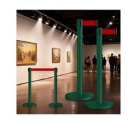 HUFIREHU Paletti Delimitazione Nastro,Barriera A Nastro Retrattile,10 Piedi, Facile Montaggio, For Code In Coda, Eventi, Pubblica Sicurezza, Feste, Matrimoni(Green,3M/9.8FT)