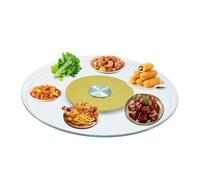 HUFIREHU Piatto Di Servizio Rotante Centrale Temperato Piatto Da Portata Rotondo Vassoio Da Portata Girevole A 360° Per Ristorante, Hotel, Cucina, Casa(Transparent gold,90cm)