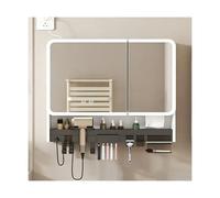 HUFIREHU Specchio Contenitore Bagno,Specchio Bagno Con Luce E Armadietto,Disappannamento A Un Pulsante, Con Luci E Portaoggetti,E Scatola For Fazzoletti Nascosta(White,70cm/27.5in)