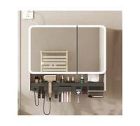 HUFIREHU Specchio Contenitore Bagno,Specchio Bagno Con Luce E Armadietto,Disappannamento A Un Pulsante, Con Luci E Portaoggetti,E Scatola For Fazzoletti Nascosta(Cream,70cm/27.5in)