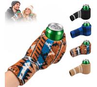 HUFOHOO 2Pcs Beer Mitten Gloves, Striped Knitted Beer Holder | Ambidextrous beer mitten with stretchy knit, full finger coverage and ribbed cuff for cans, bottles and winter parties.