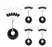 Hufopik 240 pezzi di grandi dimensioni pesca in gomma Bobber perline tappi 6 in 1 nero galleggiante Sinker Stops