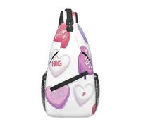 Hug Heart Pattern Sling Bag Cross Body Bag Borsa a tracolla Marsupio Viaggi Escursionismo Daypack per donne uomini, nero, taglia unica, Nero, One Size
