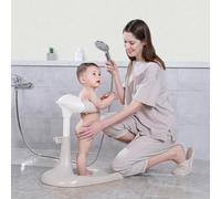 Hug - Torre da bagno per bambino in piedi, 6-18 mesi, supporto per doccia e bagno, maniglia sicura per la mamma, facile da installare, dimensioni regolabili (bianco sporco, nuova edizione)