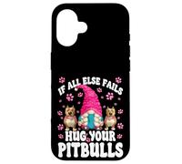 Hug Your Dog Quotes For Pittie Mom With Cute Pitbull Gnome Custodia per iPhone 16