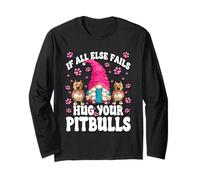 Hug Your Dog Quotes for Pittie Mom with Cute Pitbull GNOME Maglia a Manica
