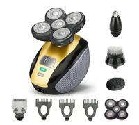 Hugdew Rasoi 5 in 1 per uomini calvi, rasoio a testa di teschio con batteria ricaricabile, rasoio elettrico, tagliacapelli, tagliacapelli per naso, spazzola per la pulizia, gestore dei capelli, idea
