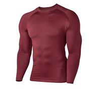 HUGE SPORTS Maglia termica da uomo per sport invernali, a maniche lunghe, per corsa, sci, attività all'aperto, Bordeaux, XL