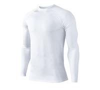 HUGE SPORTS Maglietta termica da uomo, ad asciugatura rapida, a maniche lunghe, per sci, invernale, corsa, ciclismo, escursionismo, bianco, XL
