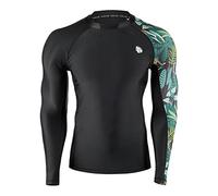 HUGE SPORTS Rash Guard Uomo Compressione Maglietta a Maniche Lunghe Maglia per Surf Nuoto Corsa Leopardo Nero L