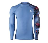 HUGE SPORTS Rash Guard Uomo Compressione Maglietta a Maniche Lunghe Maglia per Surf Nuoto Corsa Uccello Blu M
