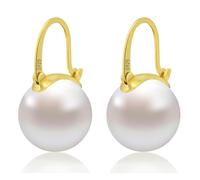 HUGE TOMATO Orecchini pendenti con perle Akoya bianche, eleganti orecchini in argento sterling 925 da 14 mm con chiusura placcata in oro 14k per la moda femminile