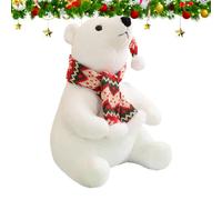 Huggable Polar Bear Plush - Christmas Toy, Cute Polar Bear Doll Wearing Scarf | Soft and Cuddly Stuffed Animal for Kids, Girls, Gift, Holiday Sofa, Bedside, Living Room, Bedroom, Nursery
