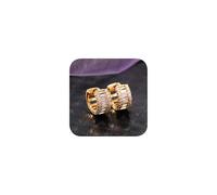 Huggie, orecchini a cerchio con zirconia cubica taglio cuscino, placcati in oro 14 carati, orecchini placcati in argento 925, regalo meraviglioso per donne e uomini (oro)