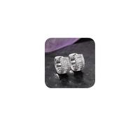 Huggie, orecchini a cerchio con zirconia cubica taglio cuscino, placcati in oro 14 carati, orecchini placcati in argento 925, regalo meraviglioso per donne e uomini (argento)