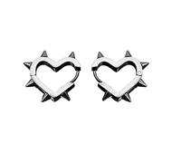 Huggie, orecchini a cerchio delicati e semplici a forma di cuore, rivetti conici, hip-hop, orecchini a cerchio da donna a forma di piccolo cuore, per ragazze e donne, 12mm in diameter, come descritto