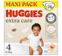 HUGGIES Extra Care - Pannolini per bambini taglia 4 (8/16 kg) - Confezione da 76 pannolini - extra morbidi - barriere anti perdite - facile da cambiare - ipoallergenico e dermatologicamente testato -