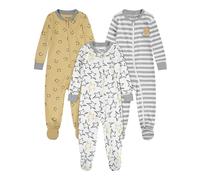 Huggies Little Hugs Huggies Snug Sleep Coveralls (3-Pack) Toddler Sleepers, Gris/Ochre/off White, 18 Mesi Baby Boys