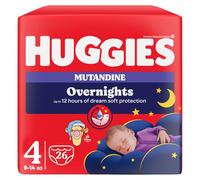 Huggies Overnight Pannolini Notte Bambino, Taglia 4 (9-14 Kg), Pannolini Assorbenti per la Notte, Design Disney, Confezione da 26 mutandine