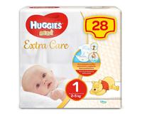 Huggies Extra Care Bebe, Pannolini Taglia 1 (2-5Kg), Ipoallergenico, Design Winnie The Pooh, 28 Pz