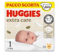 HUGGIES - Pannolini Extra Care Taglia 1 (2-5 Kg) - Pacco Scorta da 160 Pezzi