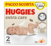 HUGGIES - Pannolini Extra Care Taglia 2 (3-6 Kg) - Pacco Scorta da 160 Pezzi