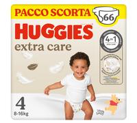 HUGGIES - Pannolini Extra Care Taglia 4 (8-16 Kg) Pacco Scorta da 66 Pezzi