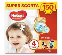 Huggies Pannolini Ultra Comfort, Taglia 4 (7-18 Kg), Confezione da 150 Pannolini