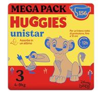 Huggies Unistar, 156 Pannolini Taglia 3 (4-8 Kg), Pacco Mega