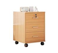 HUGGWRT Armadietto da Ufficio Bianco a 3 Cassetti - Serratura per Sicurezza, 4 Rotelle Girevoli, In Legno, Ideale Sotto Scrivania, Adatta a Fogli A4/Lettere/Cartelle di File(Rustic oak)