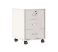 HUGGWRT Armadietto da Ufficio Bianco a 3 Cassetti - Serratura per Sicurezza, 4 Rotelle Girevoli, In Legno, Ideale Sotto Scrivania, Adatta a Fogli A4/Lettere/Cartelle di File(Warm white)