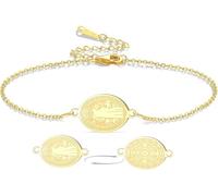 HUGGWRT Bracciale con Medaglia di San Benedetto Stringa Regolabile Fatta a Mano Rosario Cattolico Esorcismo Protezione Cristiana Gioielli Religiosi Regalo per Donna UOM, Gold1