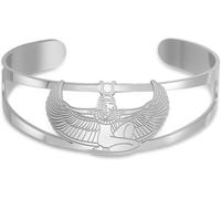 HUGGWRT Bracciale Gioiello Antico Egitto per Donna Uomo Bracciale Bangle Isis Ali Dea Cofanetto Acciaio Inox Simbolo Amuleto Protezione, Argento
