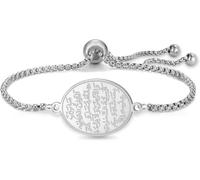 HUGGWRT Bracciale islamico Ayatul-Kursi per l'uso quotidiano, da donna, con catena a goccia, Allah Corano, calligrafia, gioiello musulmano, regalo per Eid Ramadan, catena a scatola, S