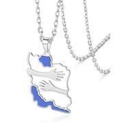 HUGGWRT Mappa dell'Iran Ciondolo con Colomba della Pace Cuore Bandiera Tagliata CZ Acciaio Inox Gioiello Persiano Regalo Patriótico per Uomini Donne, Argento 2