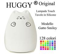 Huggy Led Gatto Smiley Multicolore Ricaricabile Cromoterapia Luce Notte Bambini