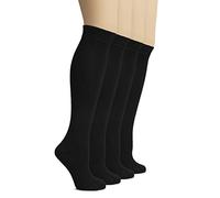 Hugh Ugoli Calzini Donna al Ginocchio in Bambù, 4 Paia, Calzini Lunghi Morbidi e Leggeri, Eleganti per Lavoro, Uniforme e Uso Quotidiano, Nero, 38-42