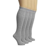 Hugh Ugoli Calzini Donna al Ginocchio in Bambù, 4 Paia, Calzini Lunghi Morbidi e Leggeri, Eleganti per Lavoro, Uniforme e Uso Quotidiano, Grigio Chiaro, 35-38