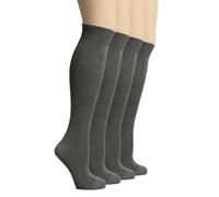 Hugh Ugoli Calzini Donna al Ginocchio in Bambù, 4 Paia, Calzini Lunghi Morbidi e Leggeri, Eleganti per Lavoro, Uniforme e Uso Quotidiano, Grigio Scuro, 38-42