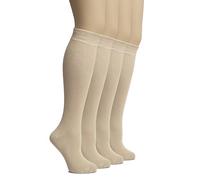 Hugh Ugoli Calzini Donna al Ginocchio in Bambù, 4 Paia, Calzini Lunghi Morbidi e Leggeri, Eleganti per Lavoro, Uniforme e Uso Quotidiano, Beige Chiaro, 38-42