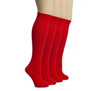 Hugh Ugoli Calzini Donna al Ginocchio in Bambù, 4 Paia, Calzini Lunghi Morbidi e Leggeri, Eleganti per Lavoro, Uniforme e Uso Quotidiano, Rosso, 35-38