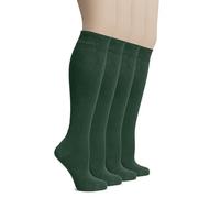 Hugh Ugoli Calzini Donna al Ginocchio in Bambù, 4 Paia, Calzini Lunghi Morbidi e Leggeri, Eleganti per Lavoro, Uniforme e Uso Quotidiano, Verde Militare, 35-38