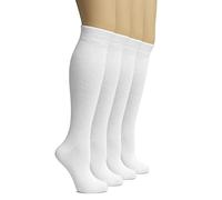 Hugh Ugoli Calzini Donna al Ginocchio in Bambù, 4 Paia, Calzini Lunghi Morbidi e Leggeri, Eleganti per Lavoro, Uniforme e Uso Quotidiano, Bianco, 35-38