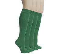 Hugh Ugoli Calzini Donna al Ginocchio in Bambù, 4 Paia, Calzini Lunghi Morbidi e Leggeri, Eleganti per Lavoro, Uniforme e Uso Quotidiano, Verde Scuro, 35-38