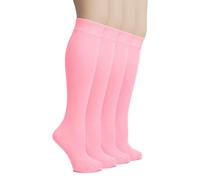 Hugh Ugoli Calzini Donna al Ginocchio in Bambù, 4 Paia, Calzini Lunghi Morbidi e Leggeri, Eleganti per Lavoro, Uniforme e Uso Quotidiano, Rosa, 35-38