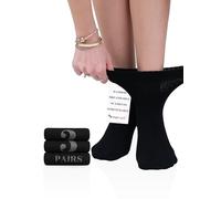 Hugh Ugoli Calzini Donna Diabetici in Bambù, 3 Paia, Calzini Corti Morbidi e Traspiranti, Extra Larghi per Caviglie Gonfie, Bordo Senza Elastico e Punta Senza Cuciture, Nero, Taglia 40-43