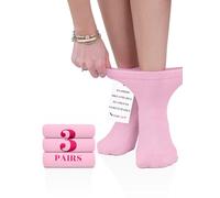 Hugh Ugoli Calzini Donna Diabetici in Bambù, 3 Paia, Calzini Corti Morbidi e Traspiranti, Extra Larghi per Caviglie Gonfie, Bordo Senza Elastico e Punta Senza Cuciture, Rosa, Taglia 36-39