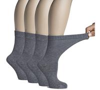 Hugh Ugoli Calzini Donna Diabetici in Bambù a Metà Polpaccio, 4 Paia, Calzini Morbidi e Traspiranti, Larghi per Caviglie Gonfie, Bordo Senza Elastico e Punta Senza Cuciture,Grigio mélange, 36-39
