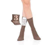 Hugh Ugoli Calzini Donna in Bambù a Metà Polpaccio, 3 Paia, Calzini Morbidi e Traspiranti, Sottili per Lavoro, Pantaloni e Uso Quotidiano, Marrone chiaro, Taglia 39-43
