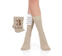 Hugh Ugoli Calzini Donna in Bambù a Metà Polpaccio, 3 Paia, Calzini Morbidi e Traspiranti, Sottili per Lavoro, Pantaloni e Uso Quotidiano, Beige, Taglia 36-39